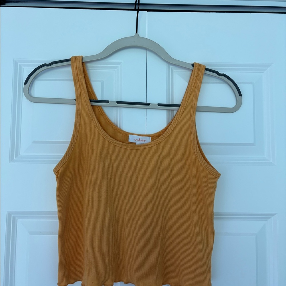 Colsie Brown Fitted Crop Tank Top
